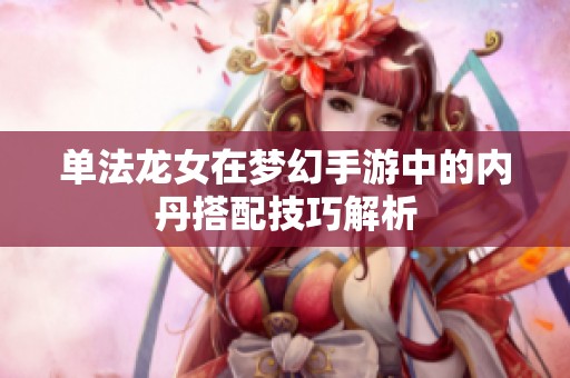 單法龍女在夢幻手游中的內(nèi)丹搭配技巧解析