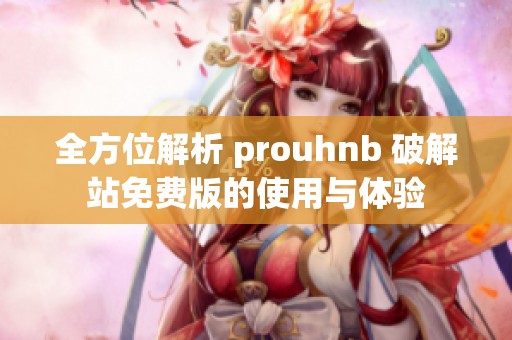 全方位解析 prouhnb 破解站免費版的使用與體驗