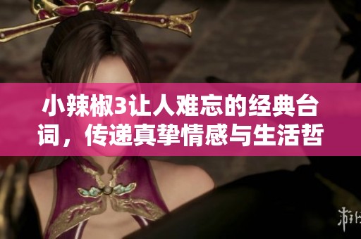 小辣椒3讓人難忘的經(jīng)典臺(tái)詞，傳遞真摯情感與生活哲理