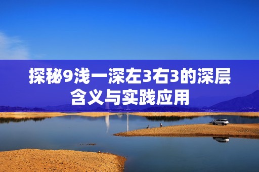 探秘9淺一深左3右3的深層含義與實踐應用