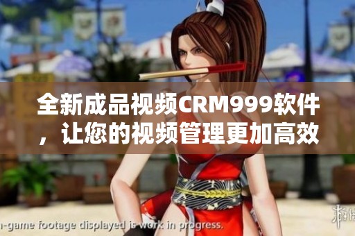 全新成品視頻CRM999軟件，讓您的視頻管理更加高效便捷