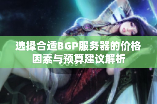 選擇合適BGP服務(wù)器的價格因素與預算建議解析