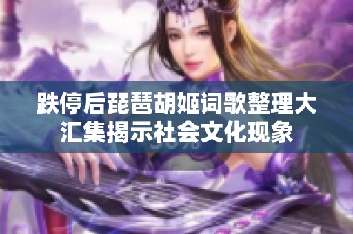 跌停后琵琶胡姬詞歌整理大匯集揭示社會文化現(xiàn)象