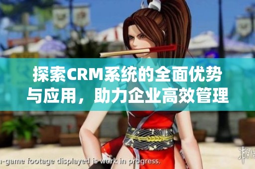 探索CRM系統(tǒng)的全面優(yōu)勢(shì)與應(yīng)用，助力企業(yè)高效管理客戶關(guān)系